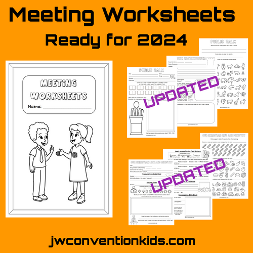 Meeting Worksheets for JW Children 6-12yo PDF Printable