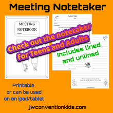 Load image into Gallery viewer, Meeting Worksheets for JW Children 6-12yo PDF Printable