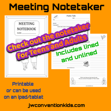 Load image into Gallery viewer, Meeting Worksheets for JW Children 5-12yo PDF Printable