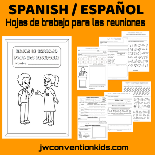SPANISH/ESPAÑOL JW Hojas de trabajo para las reuniones 6-12años Meeting Worksheets for JW Children PDF Printable