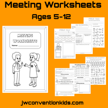 Load image into Gallery viewer, Meeting Worksheets for JW Children 5-12yo PDF Printable