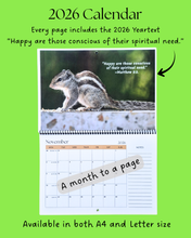 Load image into Gallery viewer, 2026 Wall Calendar JW Printable Monthly Animals with Bible Reading Schedule and Yeartext Homeschool Gift Digital Download includes A4 and Letter size PDF Monday to Sunday
