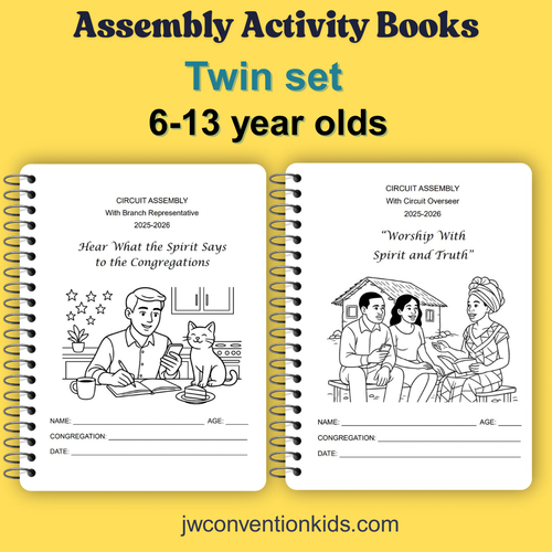 6-13yo Twin Set JW Assembly Activity Books 2025 2026 Printable PDF Digital Download