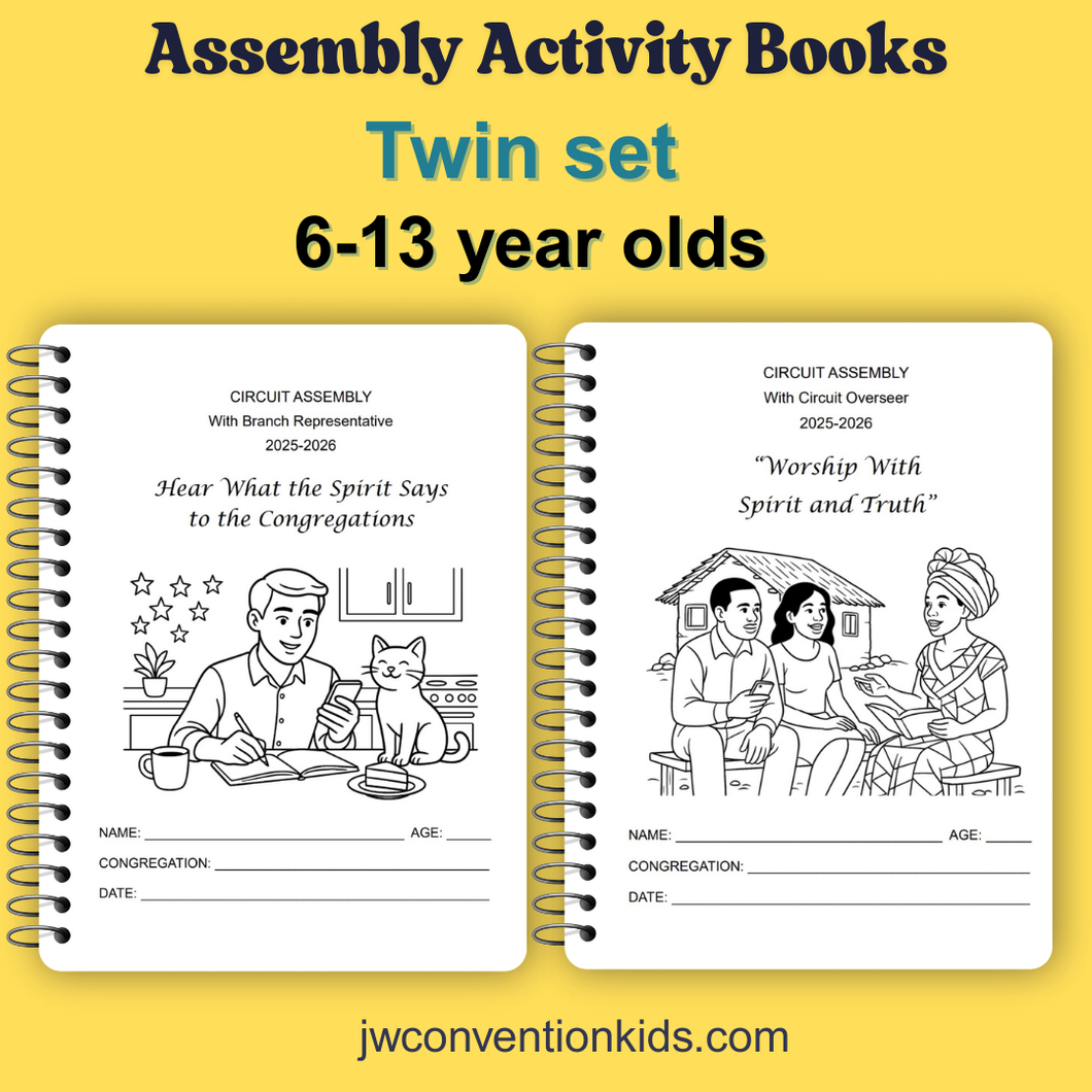6-13yo Twin Set JW Assembly Activity Books 2025 2026 Printable PDF Digital Download