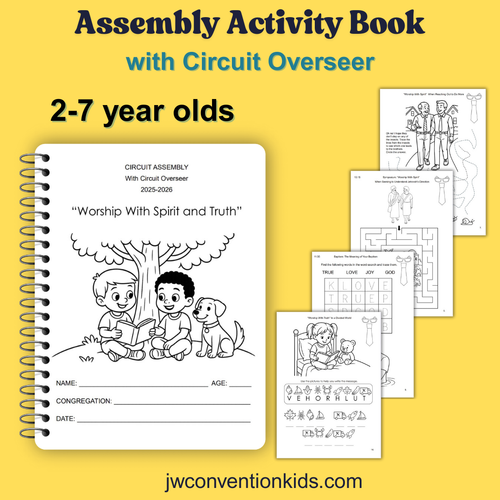 2-7yo Assembly with Circuit Overseer 2025 2026 JW Activity Book 'Worship with Spirit and Truth' Printable PDF Download