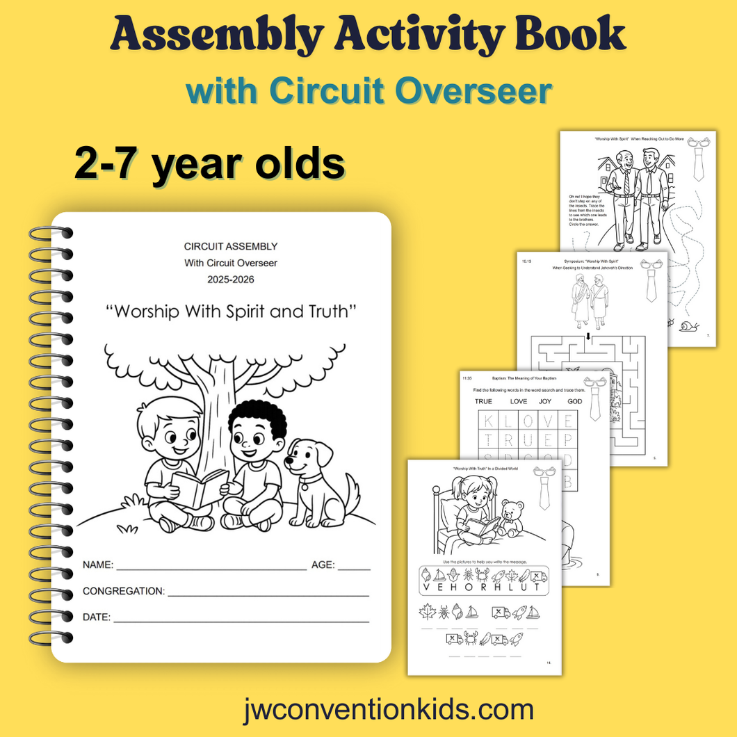 2-7yo Assembly with Circuit Overseer 2025 2026 JW Activity Book 'Worship with Spirit and Truth' Printable PDF Download