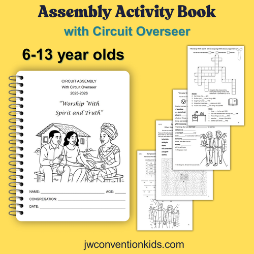 6-13yo Assembly with Circuit Overseer 2025 2026 JW Activity Book 'Worship with Spirit and Truth' Printable PDF Download