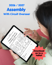 Load image into Gallery viewer, 2-7yo Assembly with Circuit Overseer JW 2026 Happy is the one trusting in Jehovah PDF Printable
