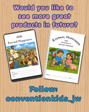 Load image into Gallery viewer, SPANISH Español 6-12años Felices para siempre 2026 JW Asamblea Regional de Los Testigos de Jehová Eternal Happiness Convention Printable