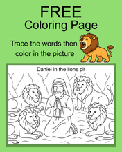 Load image into Gallery viewer, Daniel in the lions pit coloring page for JW kids PDF download