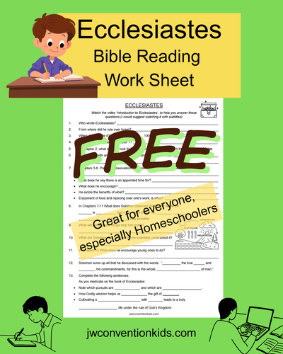 FREE Ecclesiastes JW Bible Reading Worksheet PDF Printable Download