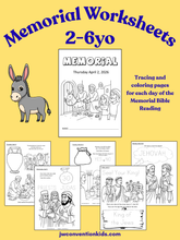 Load image into Gallery viewer, 2-6yo Memorial JW Activity Coloring Sheets for Bible Reading
