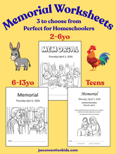 Load image into Gallery viewer, 2-6yo Memorial JW Activity Coloring Sheets for Bible Reading