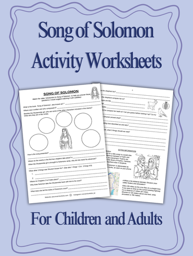 FREE Song of Solomon Bible Reading JW Activity Work Sheet PDF Printable