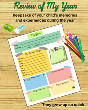Load image into Gallery viewer, My Year: Memory Keepsake for Children to Review their year PDF Printable Download