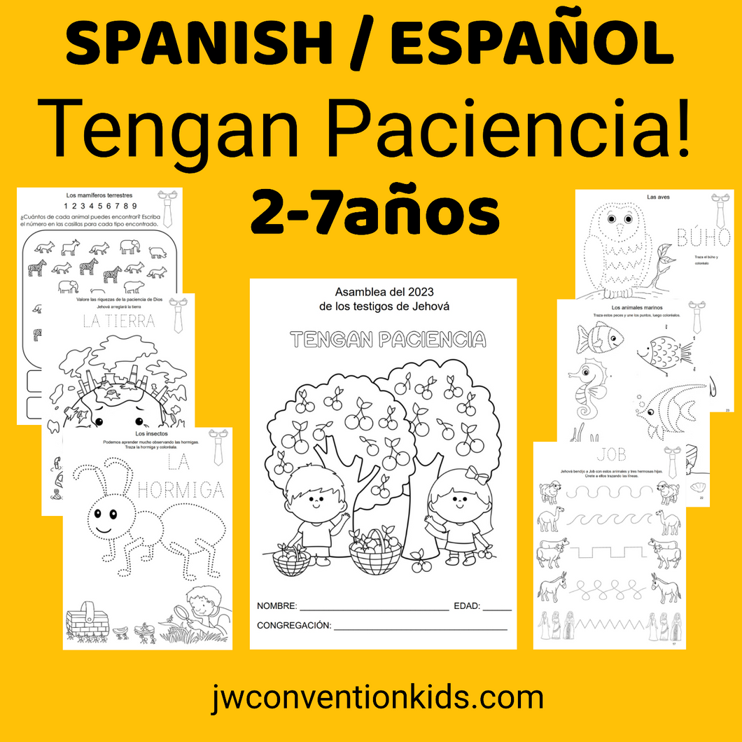 SPANISH 2-7años “¡Tengan paciencia!” Español Exercise Patience 2023 Convention book for JW Children PDF