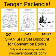 Load image into Gallery viewer, SPANISH 6-13yo Tengan Paciencia! Exercise Patience 2023 Convention book for JW Children PDF