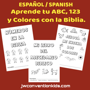 SPANISH 2-6 años Bible ABC 123 Colors notebook PDF