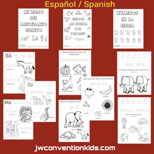 Load image into Gallery viewer, SPANISH 2-6 años Bible ABC 123 Colors notebook PDF