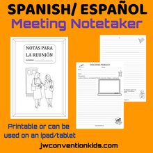 Load image into Gallery viewer, SPANISH / ESPAÑOL Meeting Notetaker for JW Public Talks PDF Download