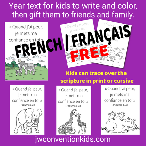 FRENCH / FRANÇAIS 2024 Text Scripture FREE JW coloring pages PDF