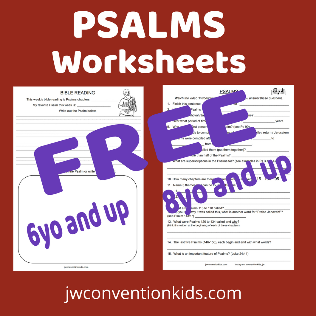Psalms Bible Reading Worksheet 2024 JW PDF