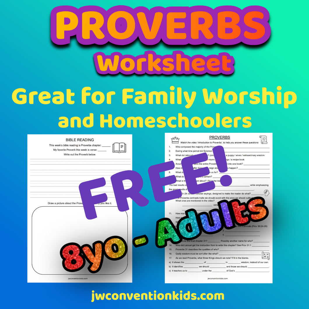 Proverbs Bible Reading Worksheet 2025 JW PDF