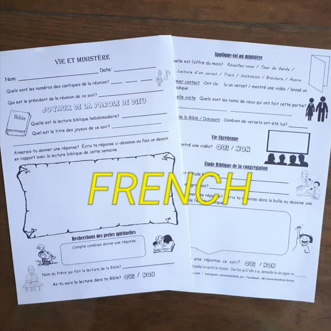 FRENCH Meeting Worksheets for kids PDF
