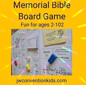 SPANISH Memorial Board Game for JW all ages / Español JUEGO BIBLICO  DE LA  CONMEMORACIÓN  Para Edades de 2 A 102