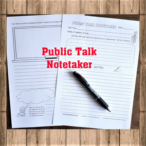 Public Talk Notetaker for Weekend Meetings PDF