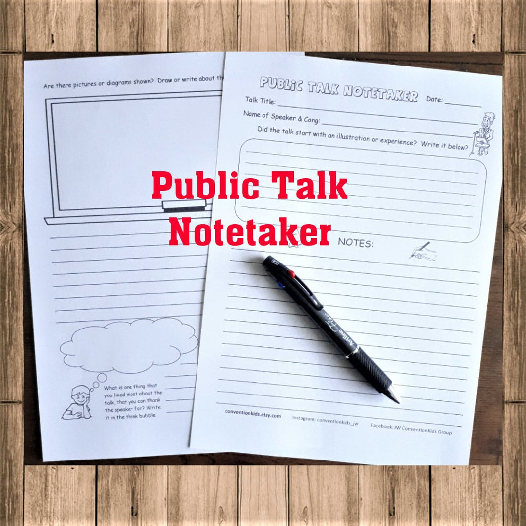 Public Talk Notetaker for Weekend Meetings PDF