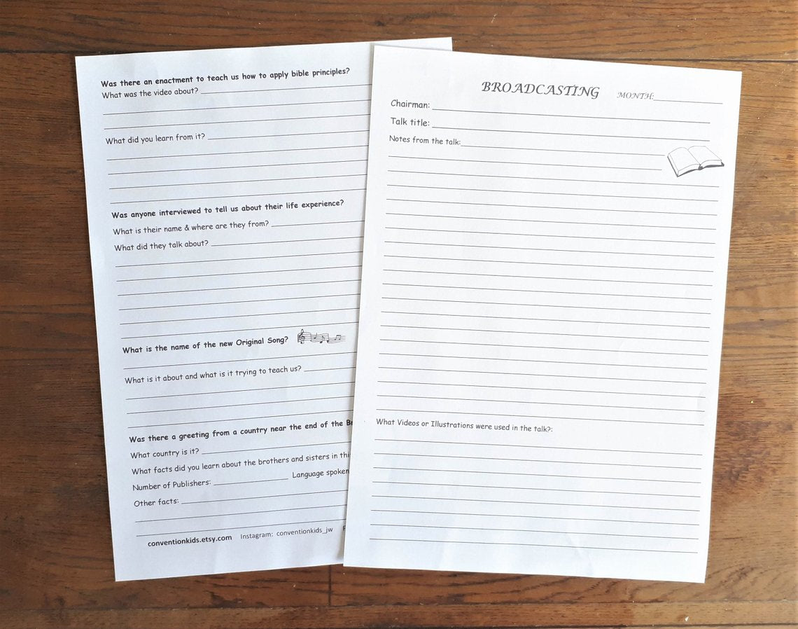 JW Broadcasting Worksheets for Families PDf – Convention Kids