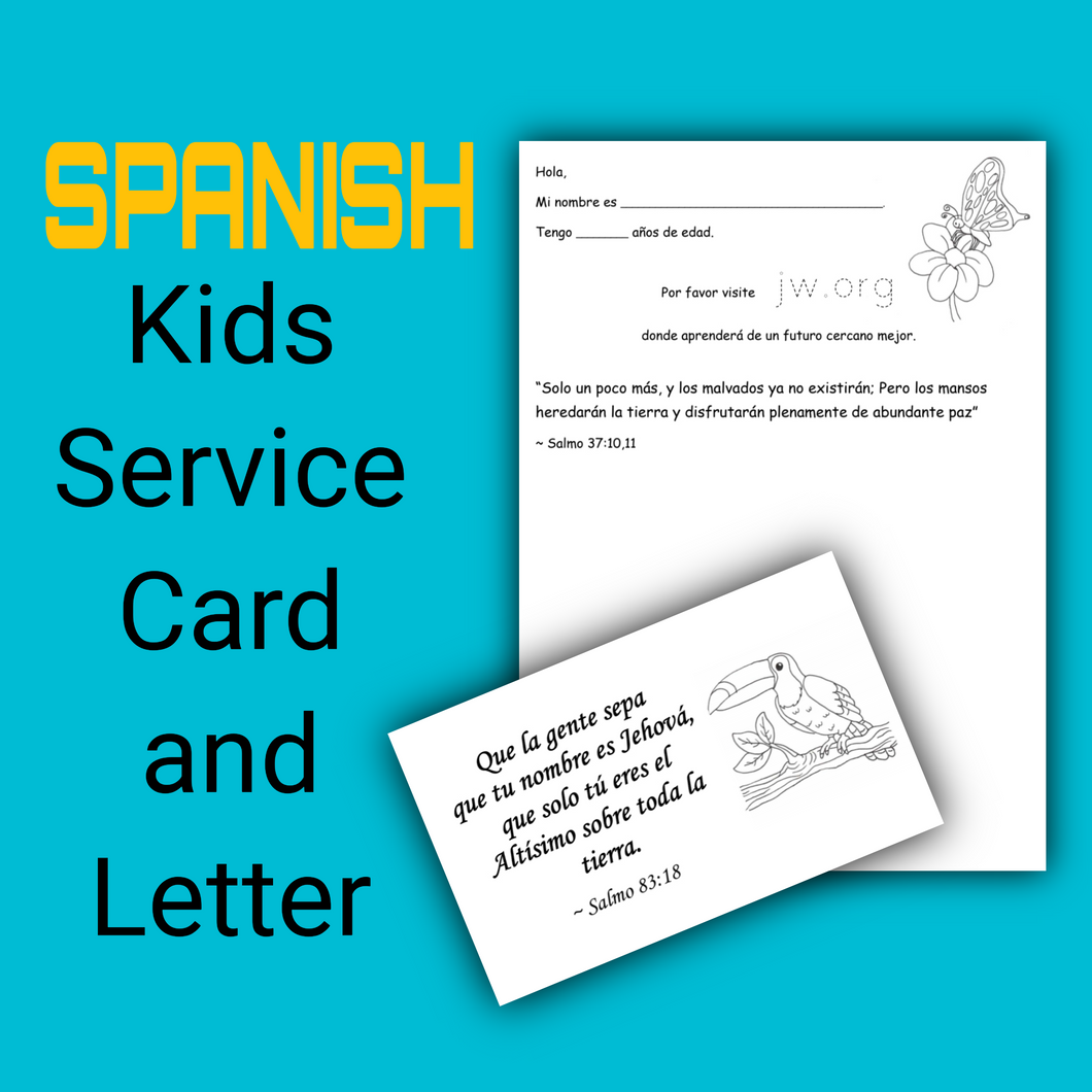 SPANISH Service card for kids