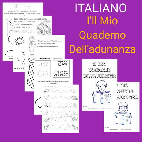 ITALIANO I'll Mio Quaderno Dell'adunanza Kids JW My Own Meeting Book 2-6 anni