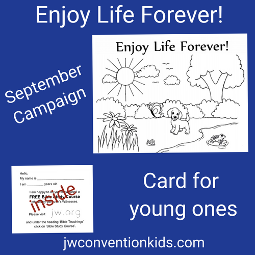 Card for September Bible Study Campaign for JW Children